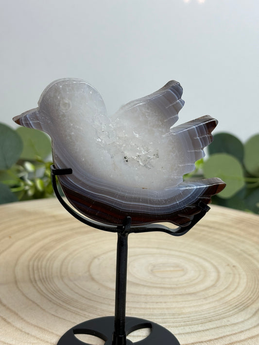 Druzy agate bird