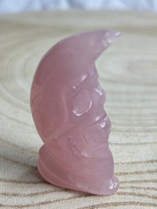 Rose Quartz Moon Skull