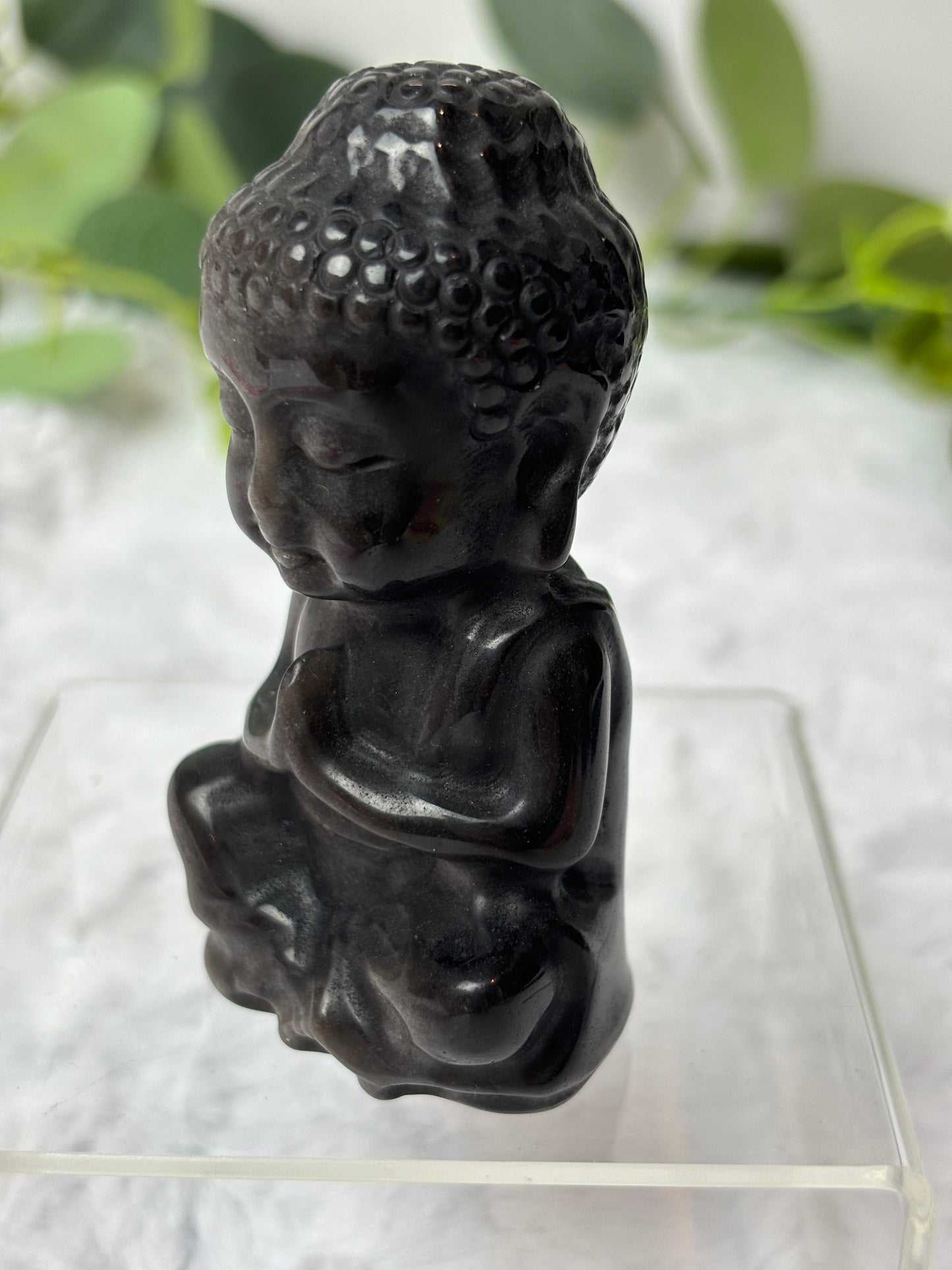 Silver Sheen Obsidian Buddha