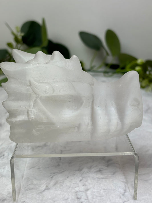 Selenite Dragon Head