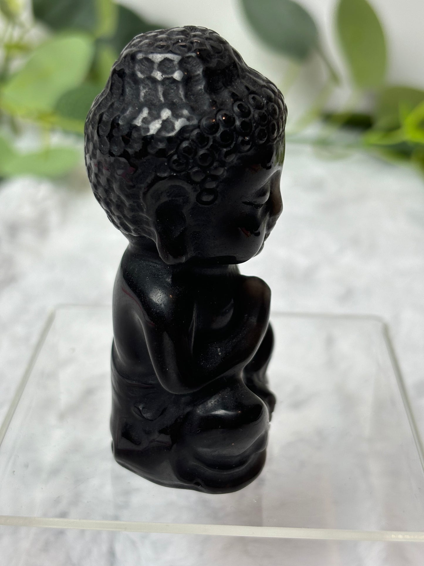 Silver Sheen Obsidian Buddha