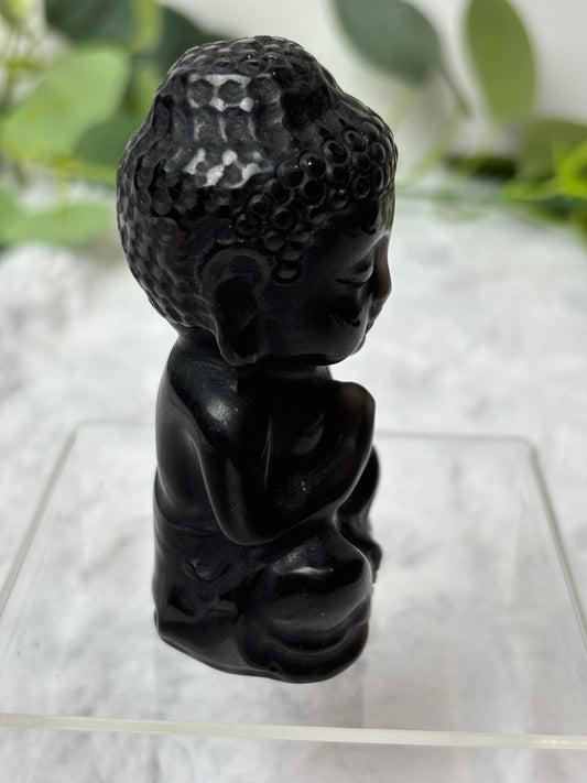 Silver Sheen Obsidian Buddha