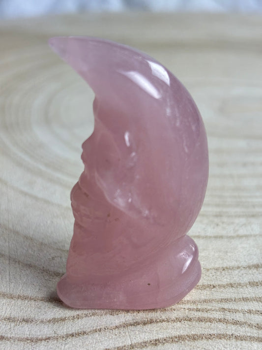 Rose Quartz Moon Skull