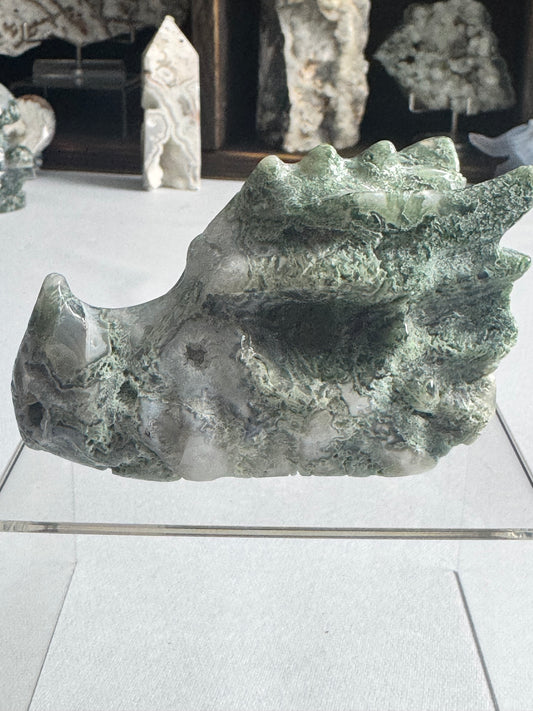 Moss Agate Dragon Head