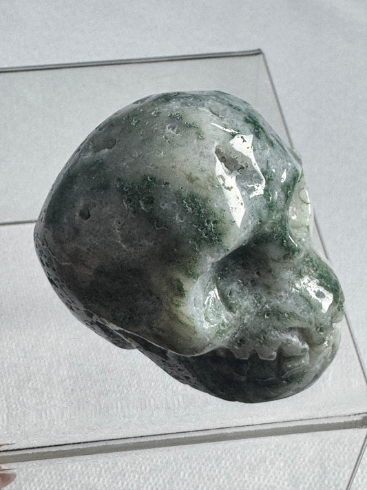 Moss Agate Skull