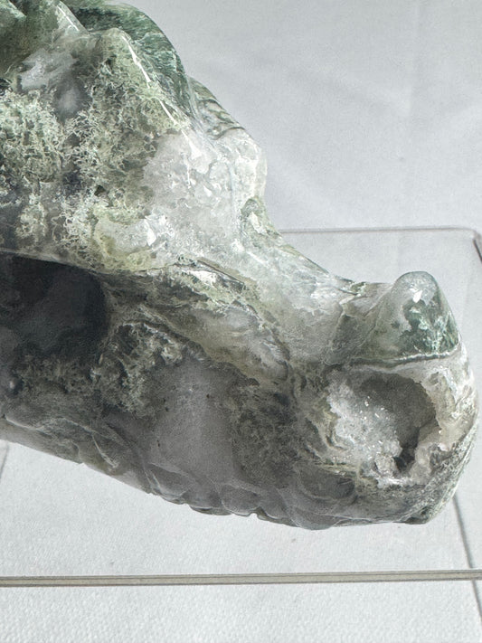 Moss Agate Dragon Head