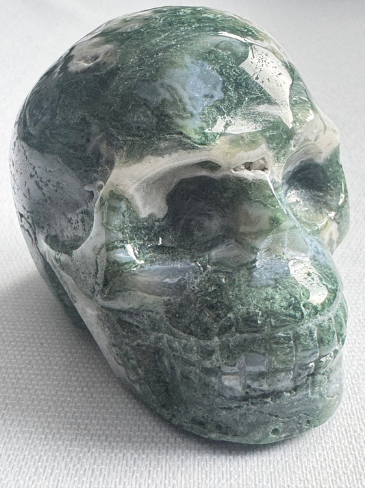Moss Agate Skull