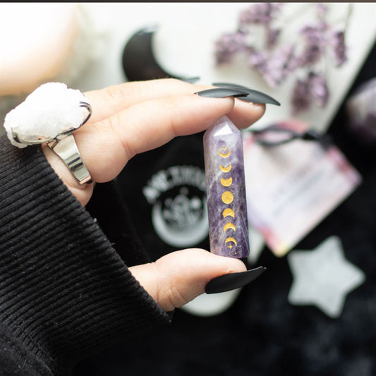 5cm Amethyst moon phase crystal point