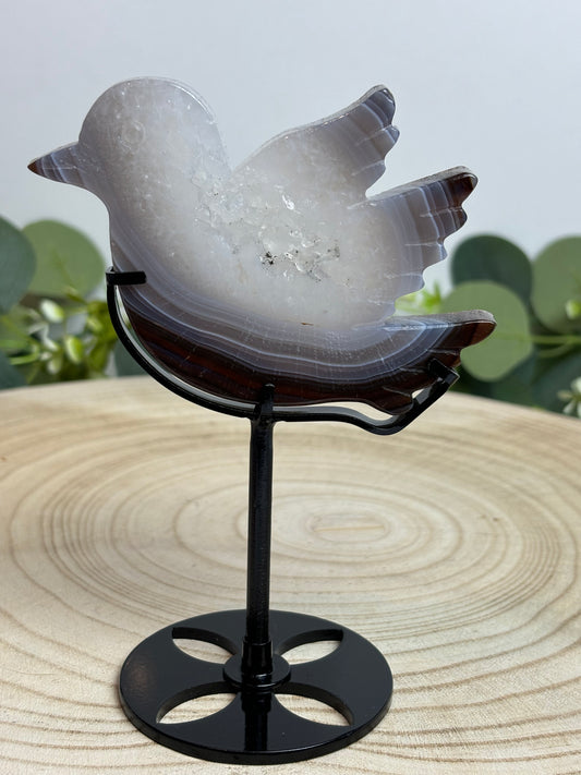 Druzy agate bird