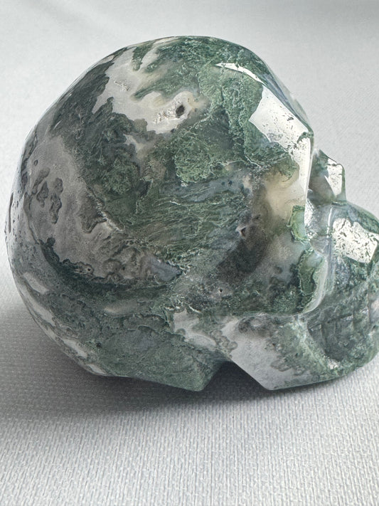 Moss Agate Skull