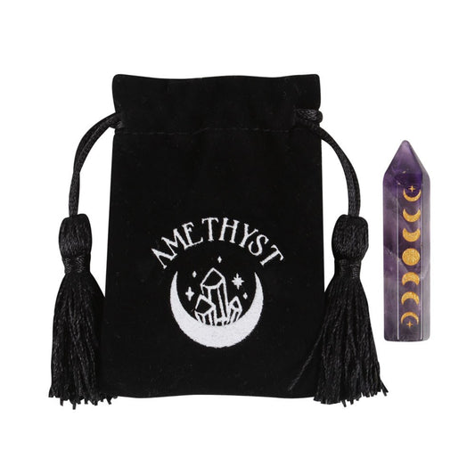 5cm Amethyst moon phase crystal point