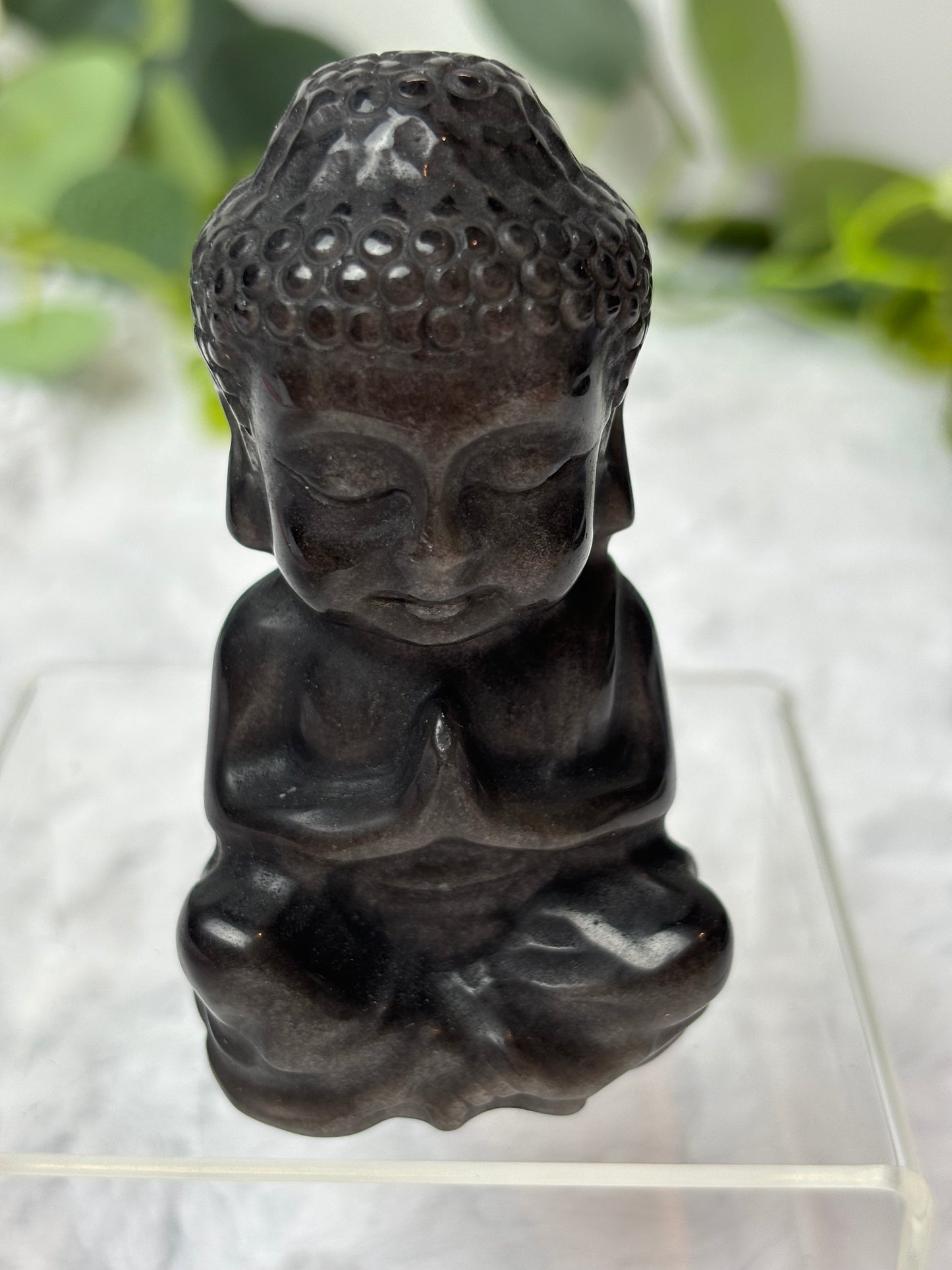 Silver Sheen Obsidian Buddha