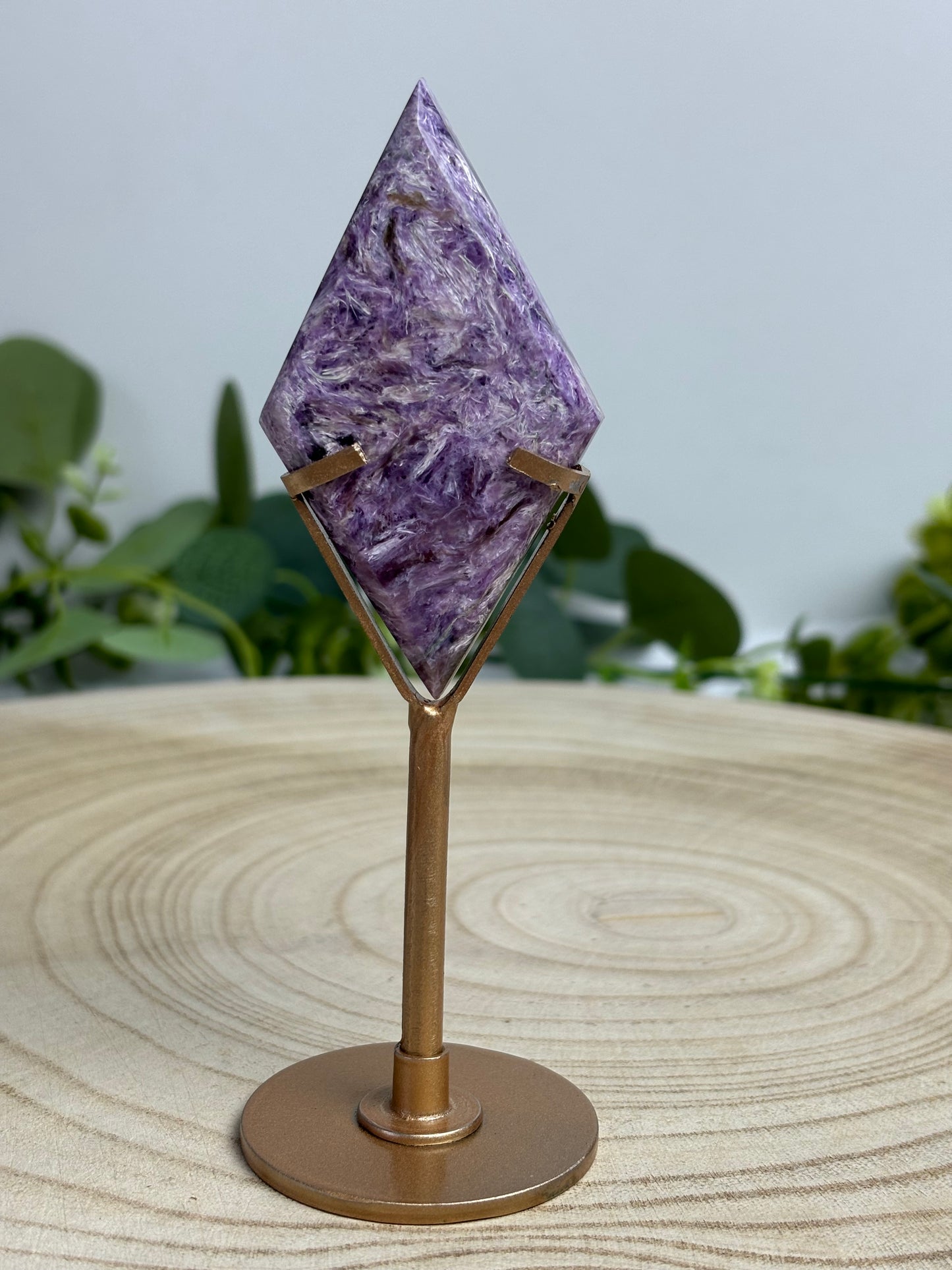 Charoite Diamond On Stand