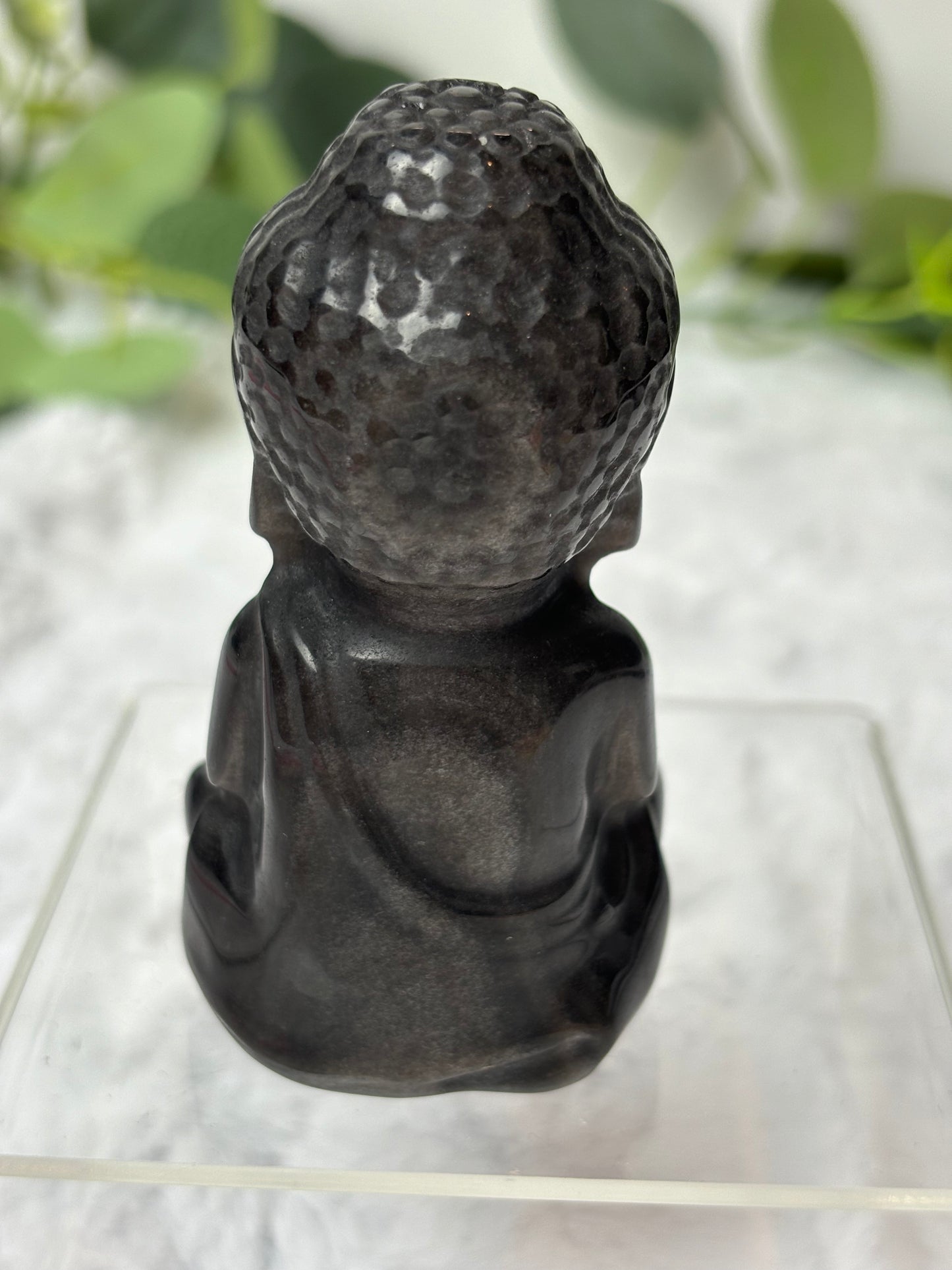 Silver Sheen Obsidian Buddha