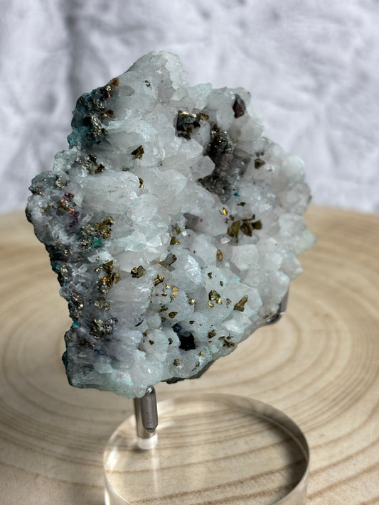 Pyrite on quartz raw