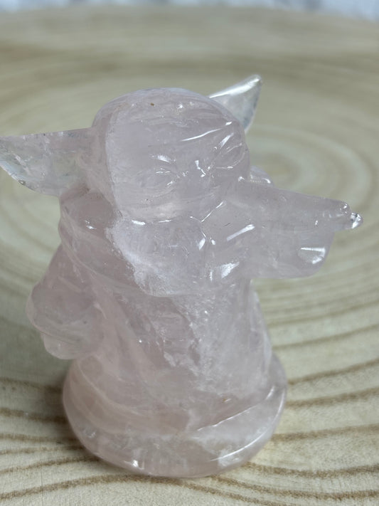 Rose Quartz Yoda Carving