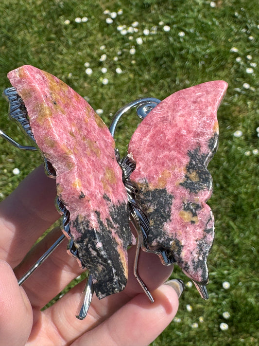 Rhodonite Butterfly Carving