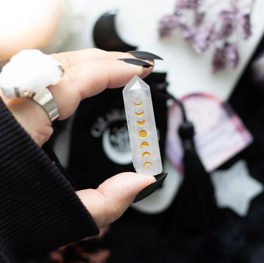 5cm clear quartz moon phase crystal point