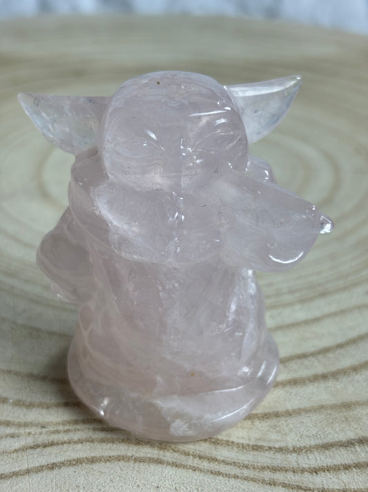 Rose Quartz Yoda Carving