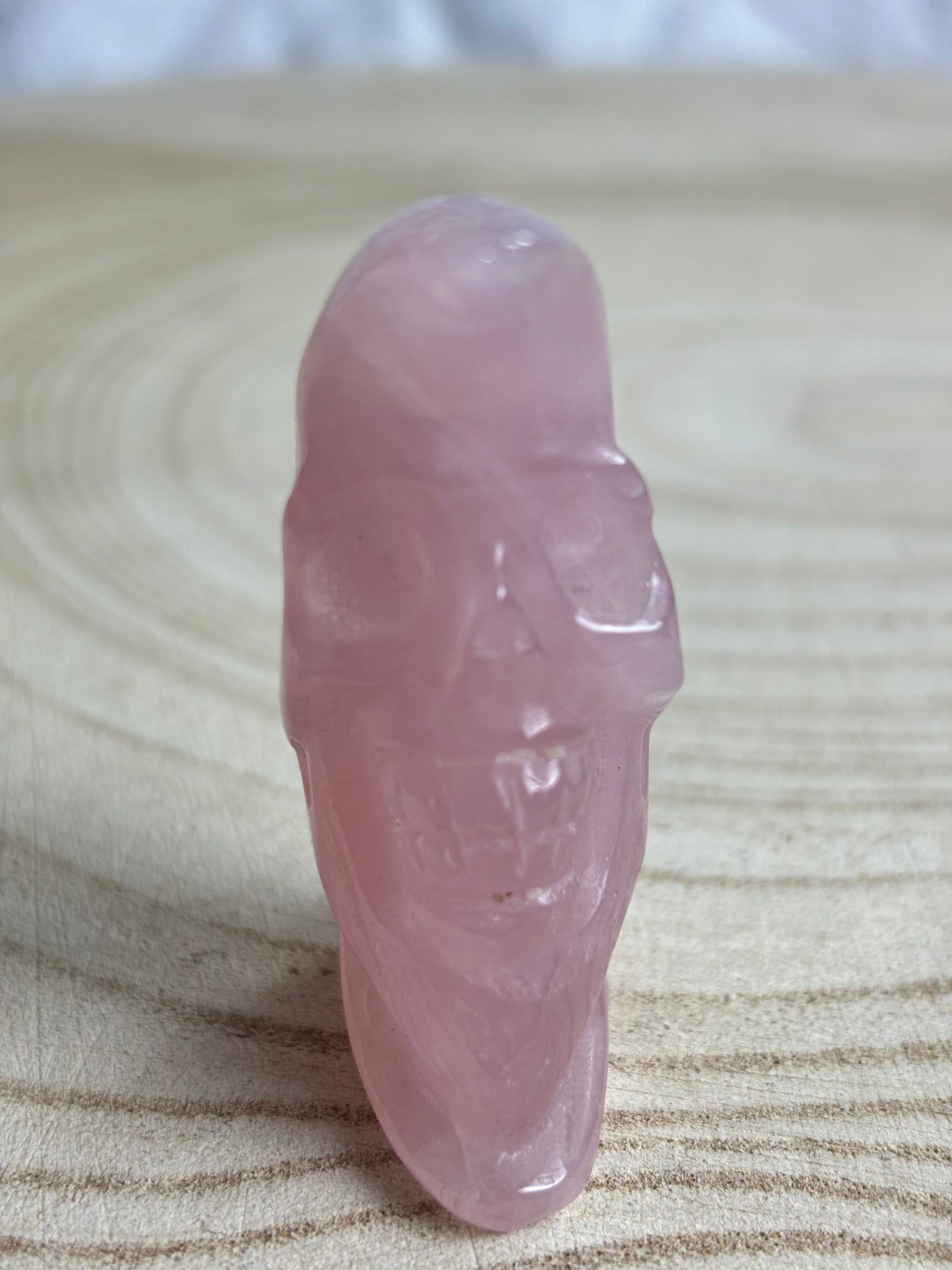 Rose Quartz Moon Skull
