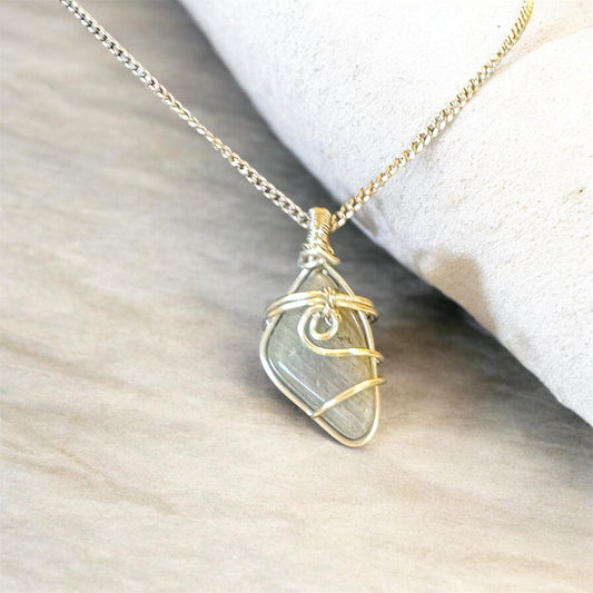 Handcrafted Labradorite wire wrapped necklace