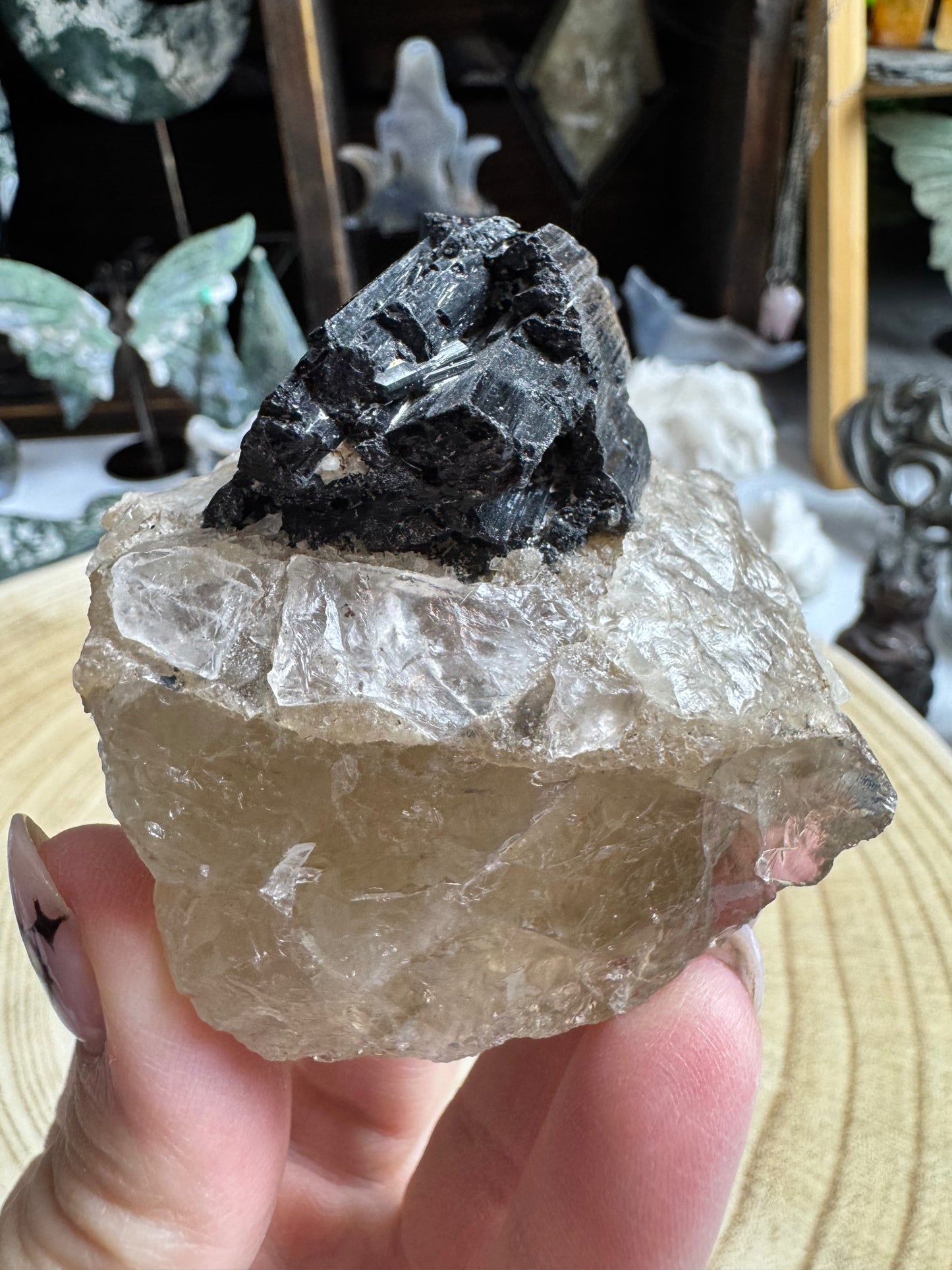 Black Tourmaline on Quartz