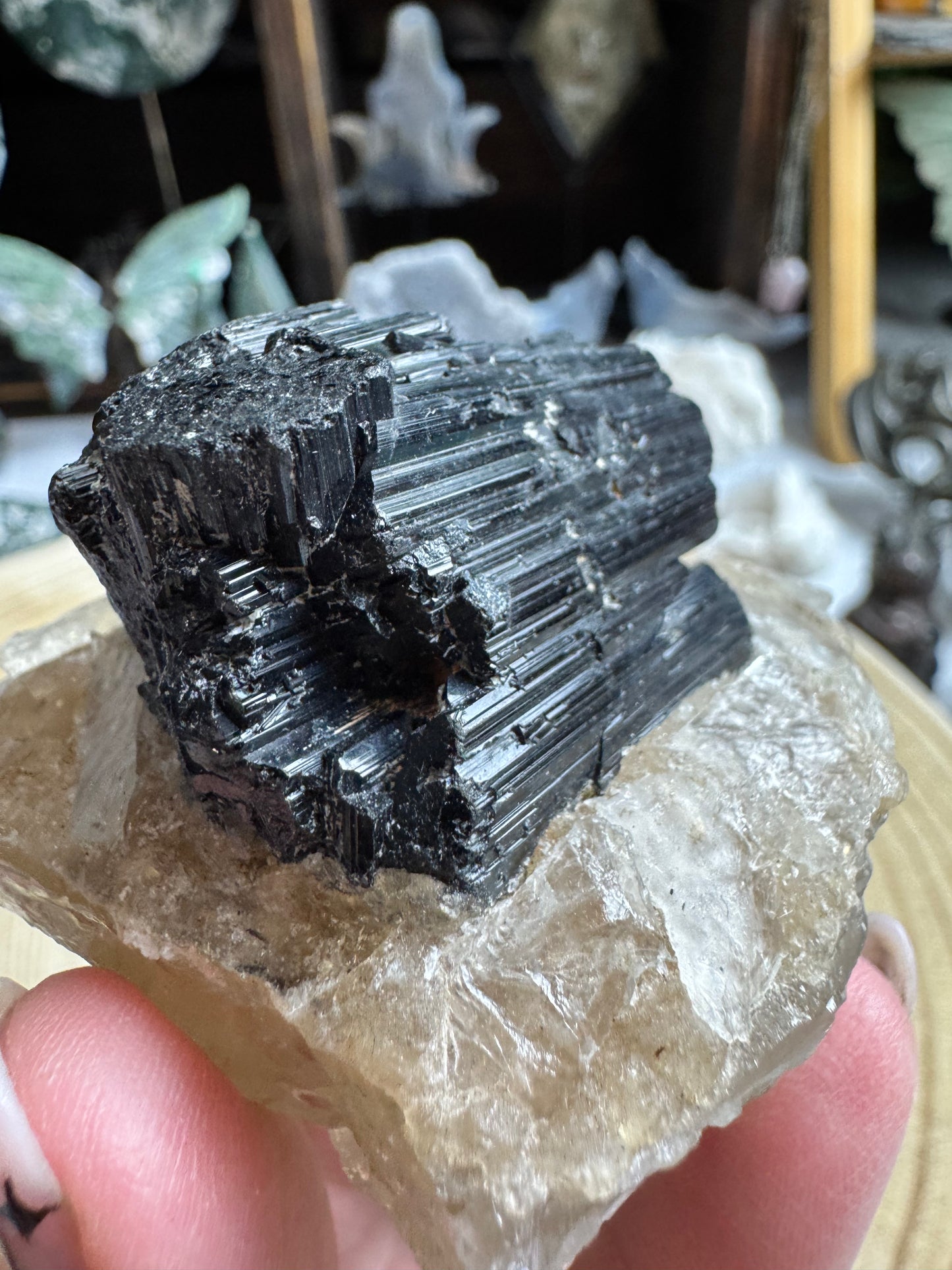 Black Tourmaline on Quartz
