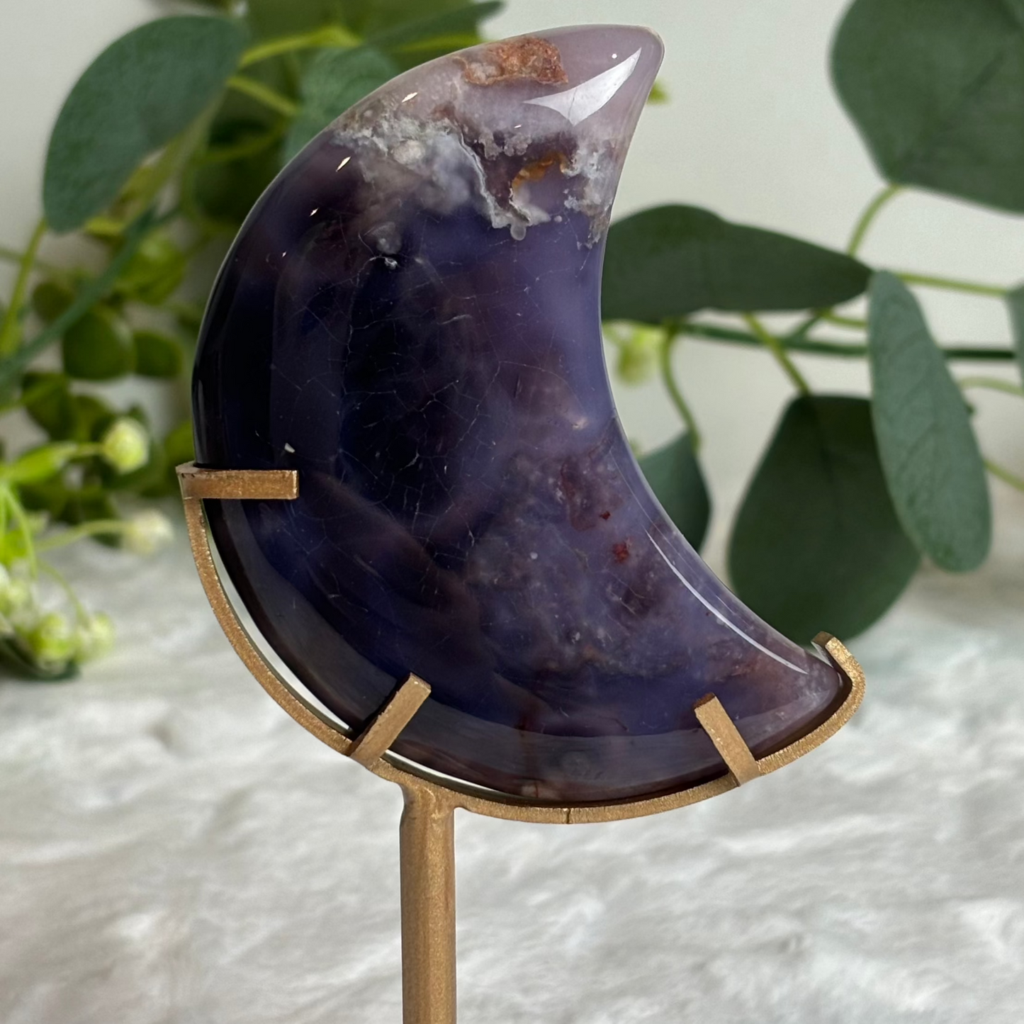 Blue Flower Agate Moon