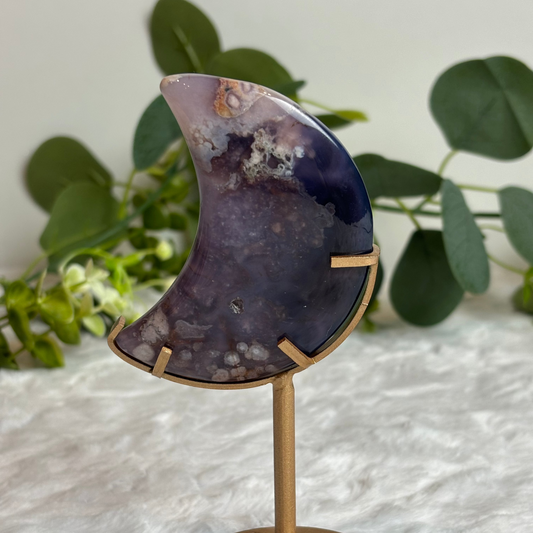 Blue Flower Agate Moon