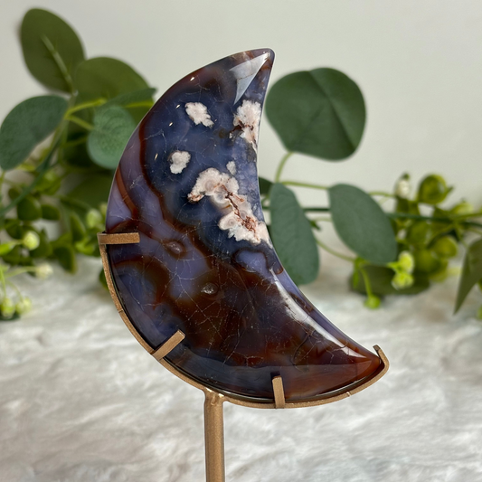 Blue Flower Agate Moon