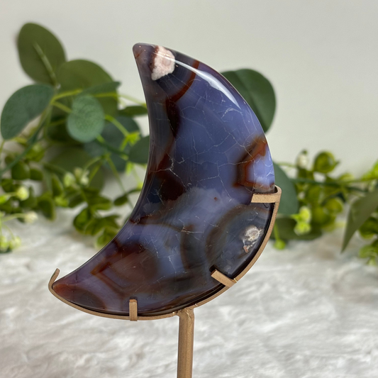 Blue Flower Agate Moon