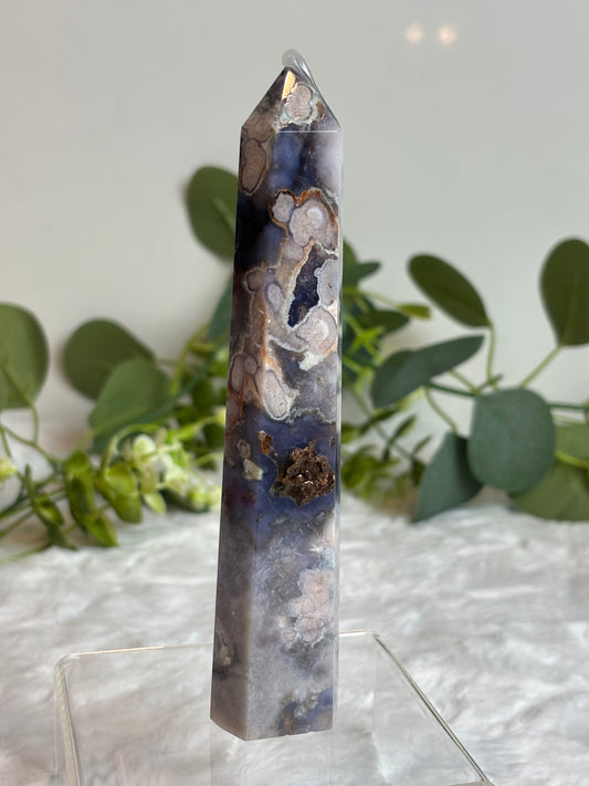 Blue Flower Agate Tower