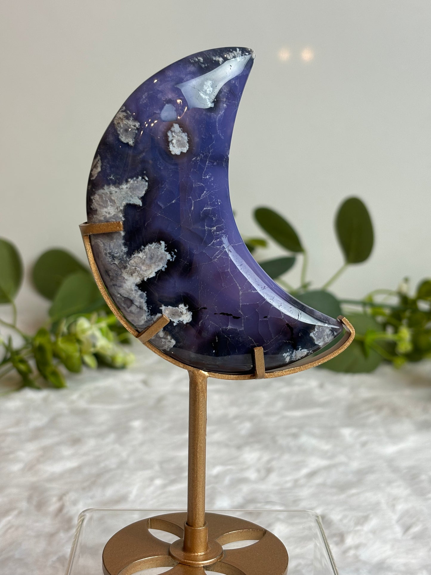 Blue Flower Agate Moon
