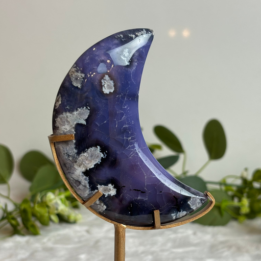 Blue Flower Agate Moon