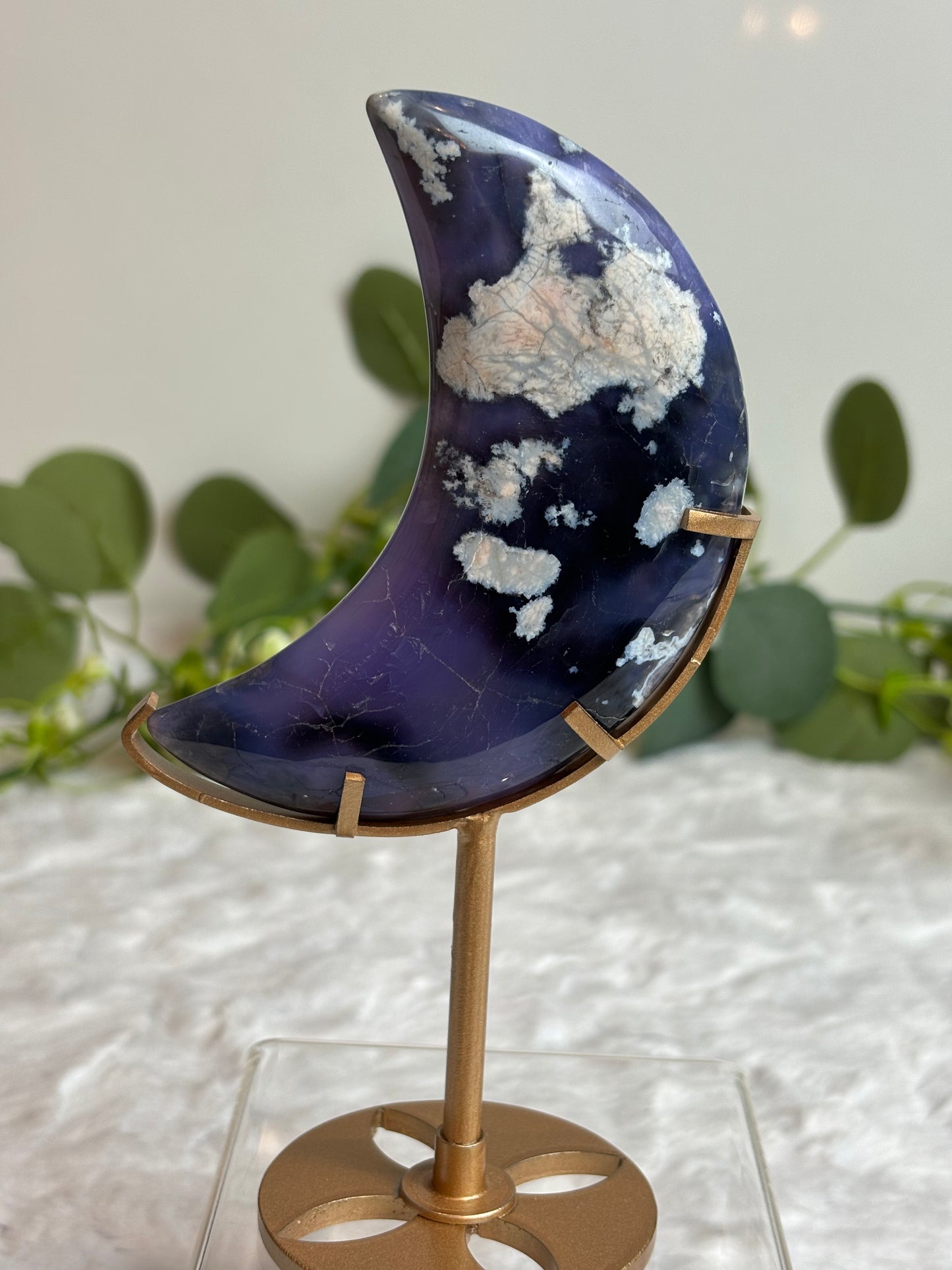 Blue Flower Agate Moon