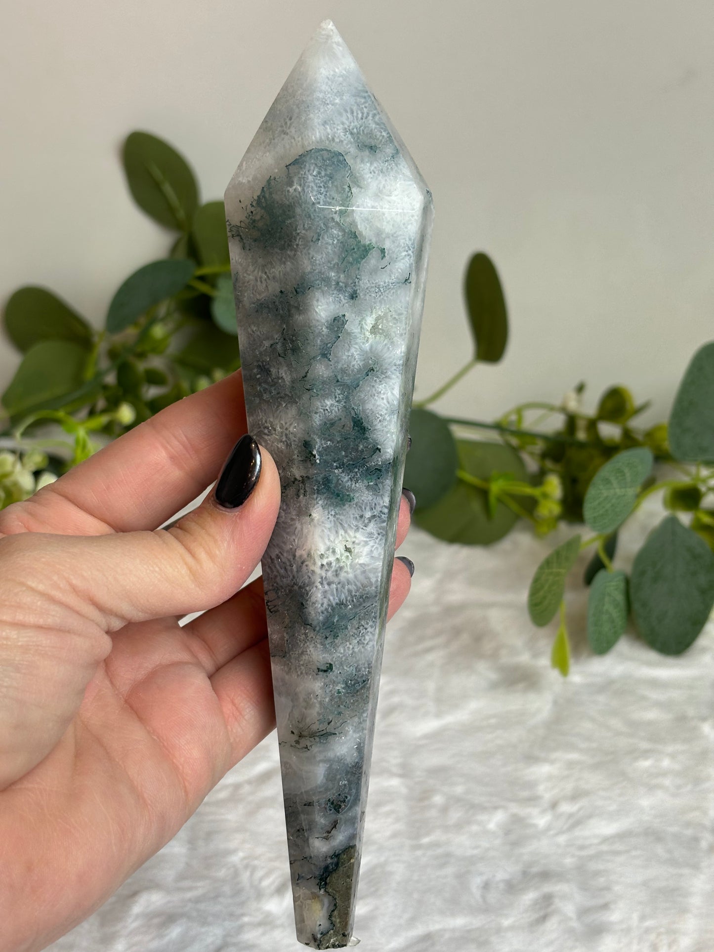 Moss Agate Wand