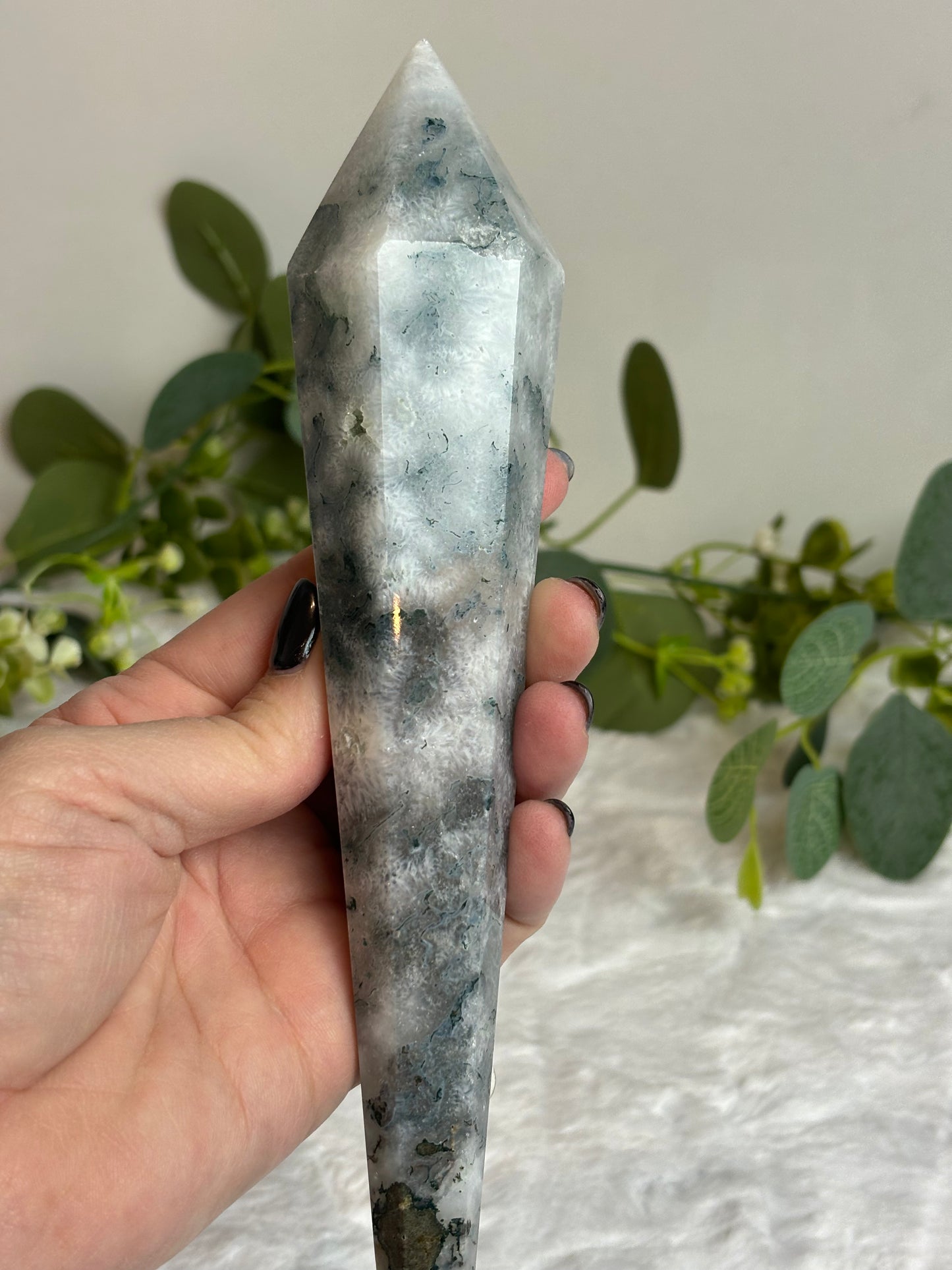 Moss Agate Wand