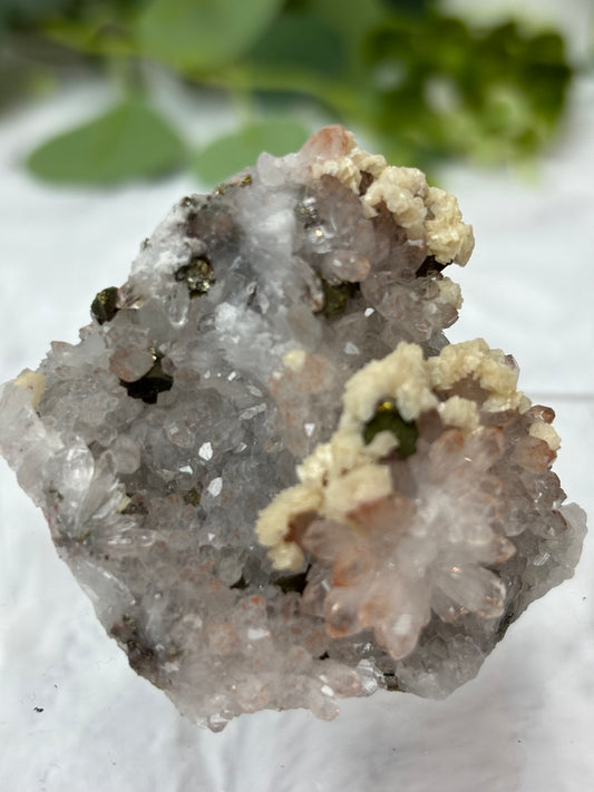 Red Quartz With Dolomite & Chalcopyrite Raw