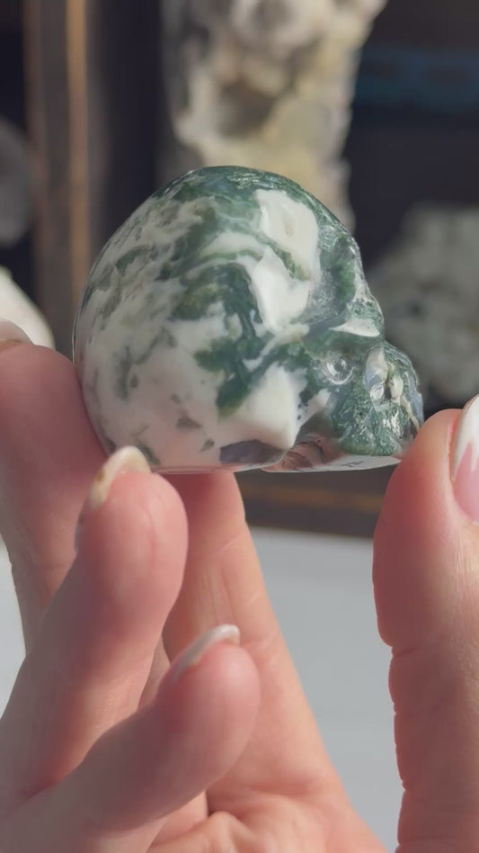 Moss Agate Skull
