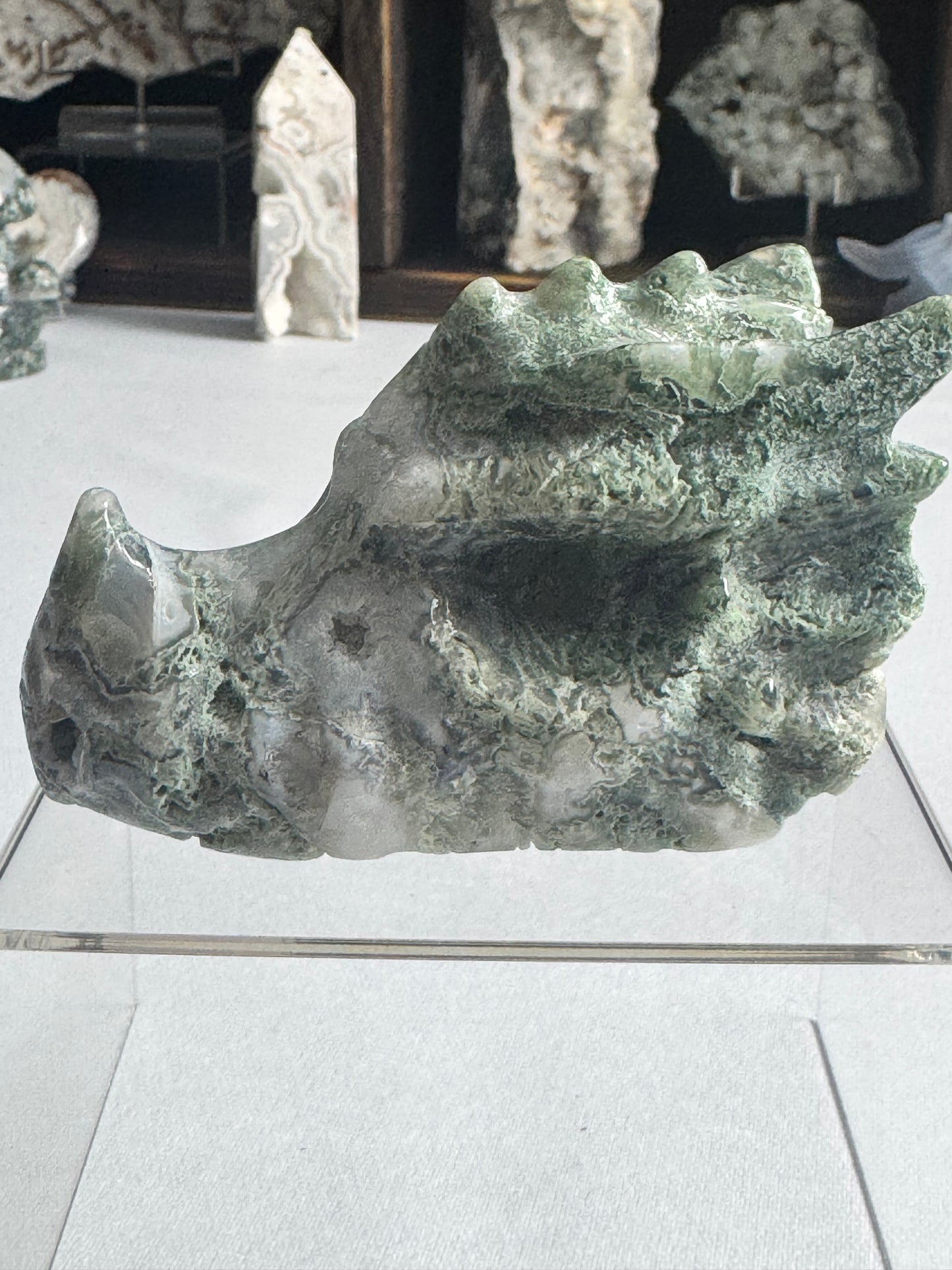 Moss Agate Dragon Head