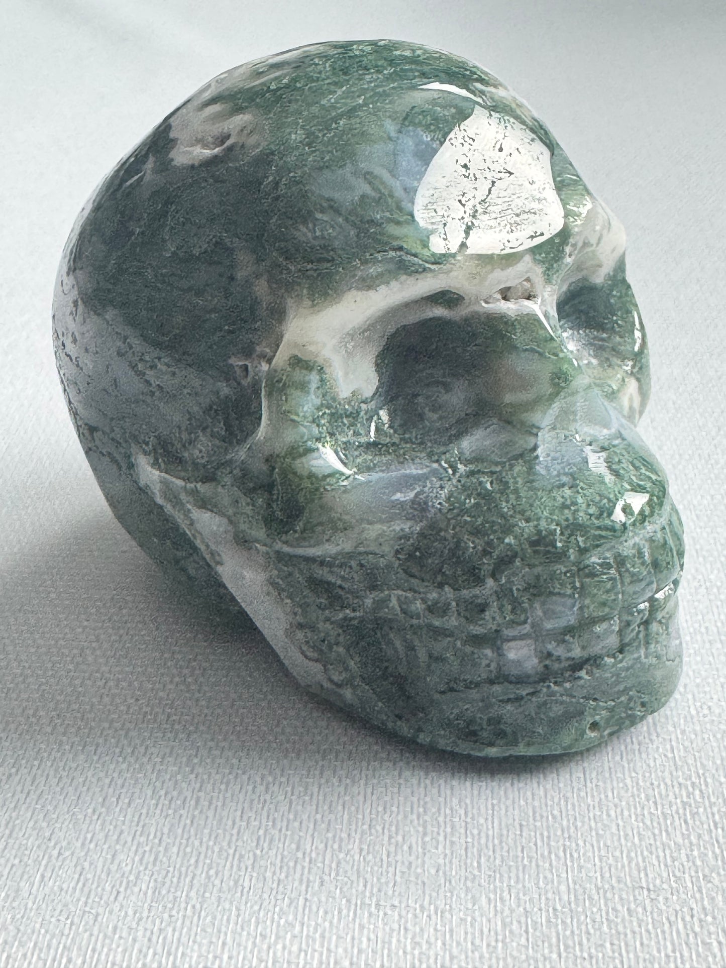 Moss Agate Skull