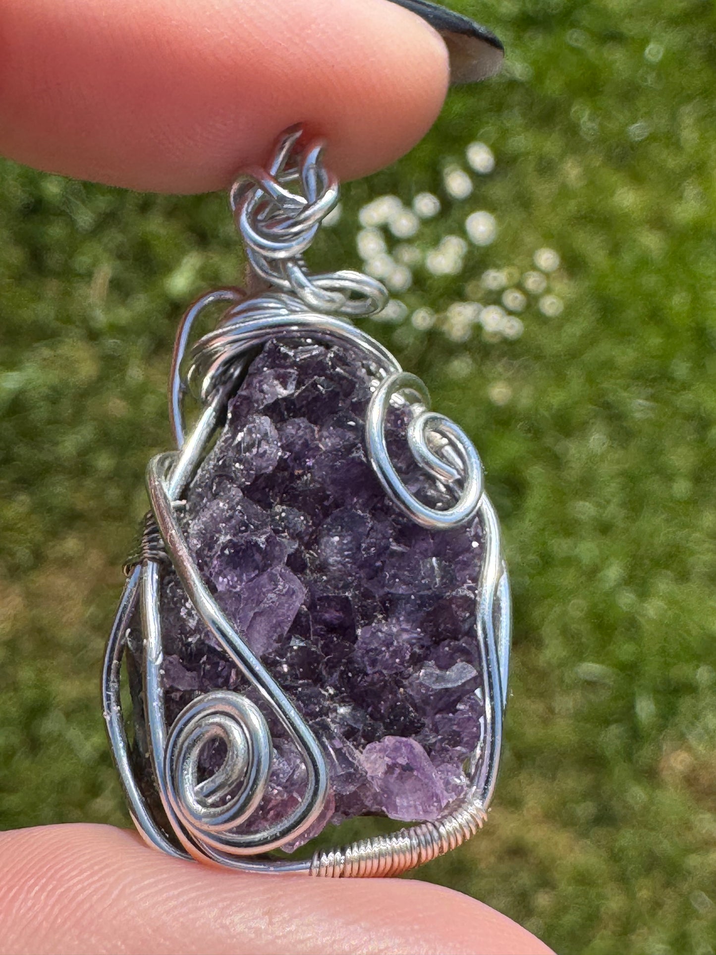 Amethyst Druzy Wire-Wrapped Necklace