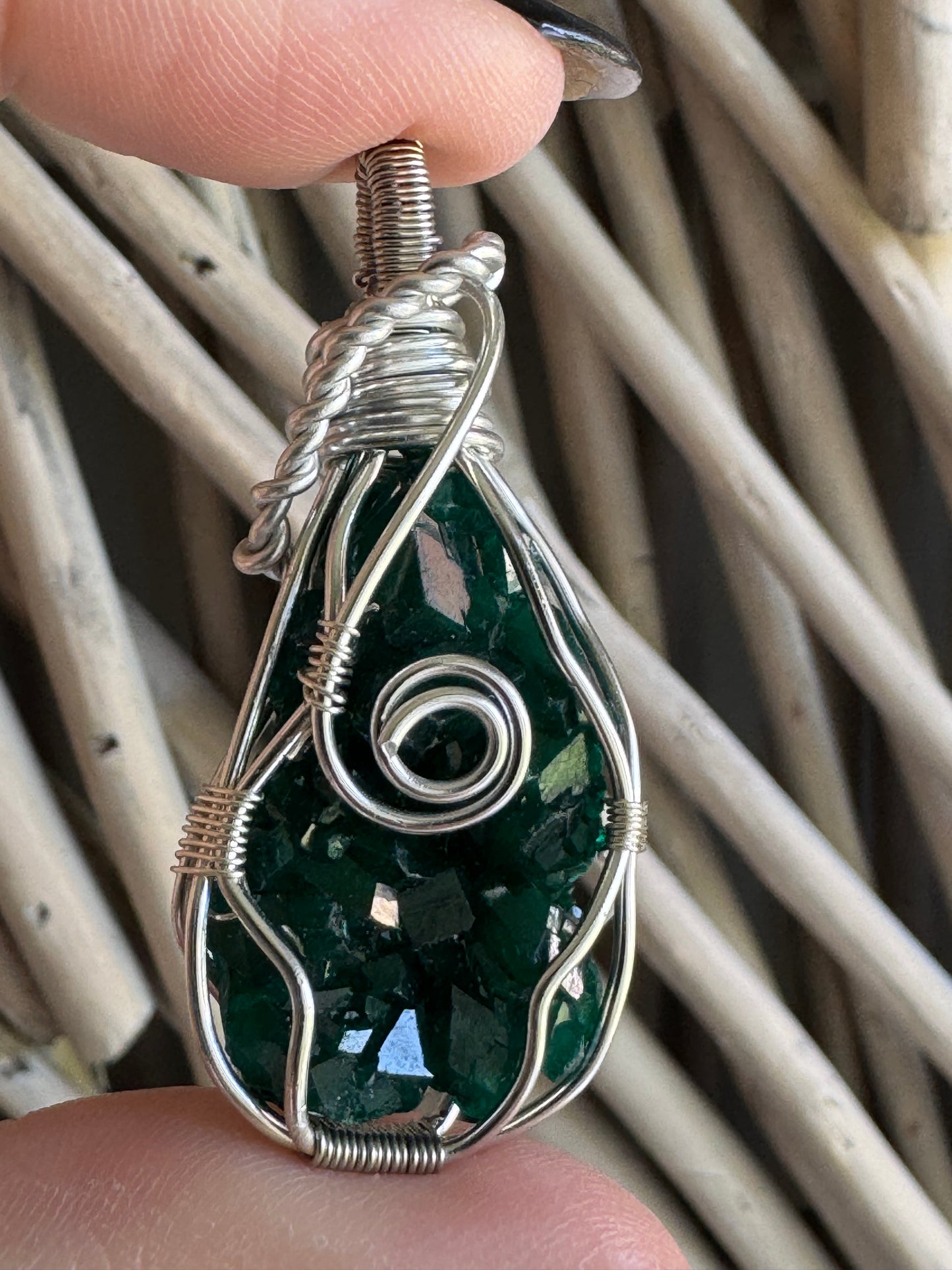 Diopside Wire-Wrapped Necklace