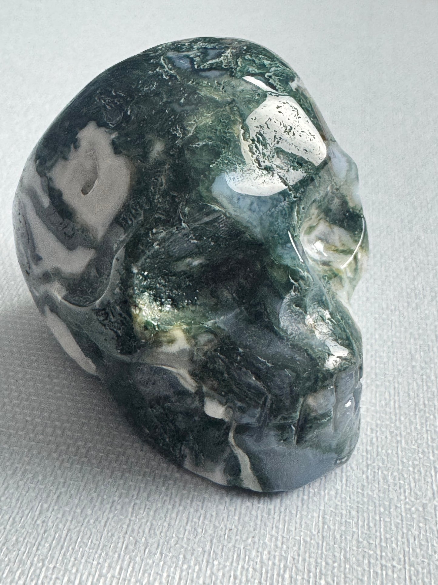 Moss Agate Skull
