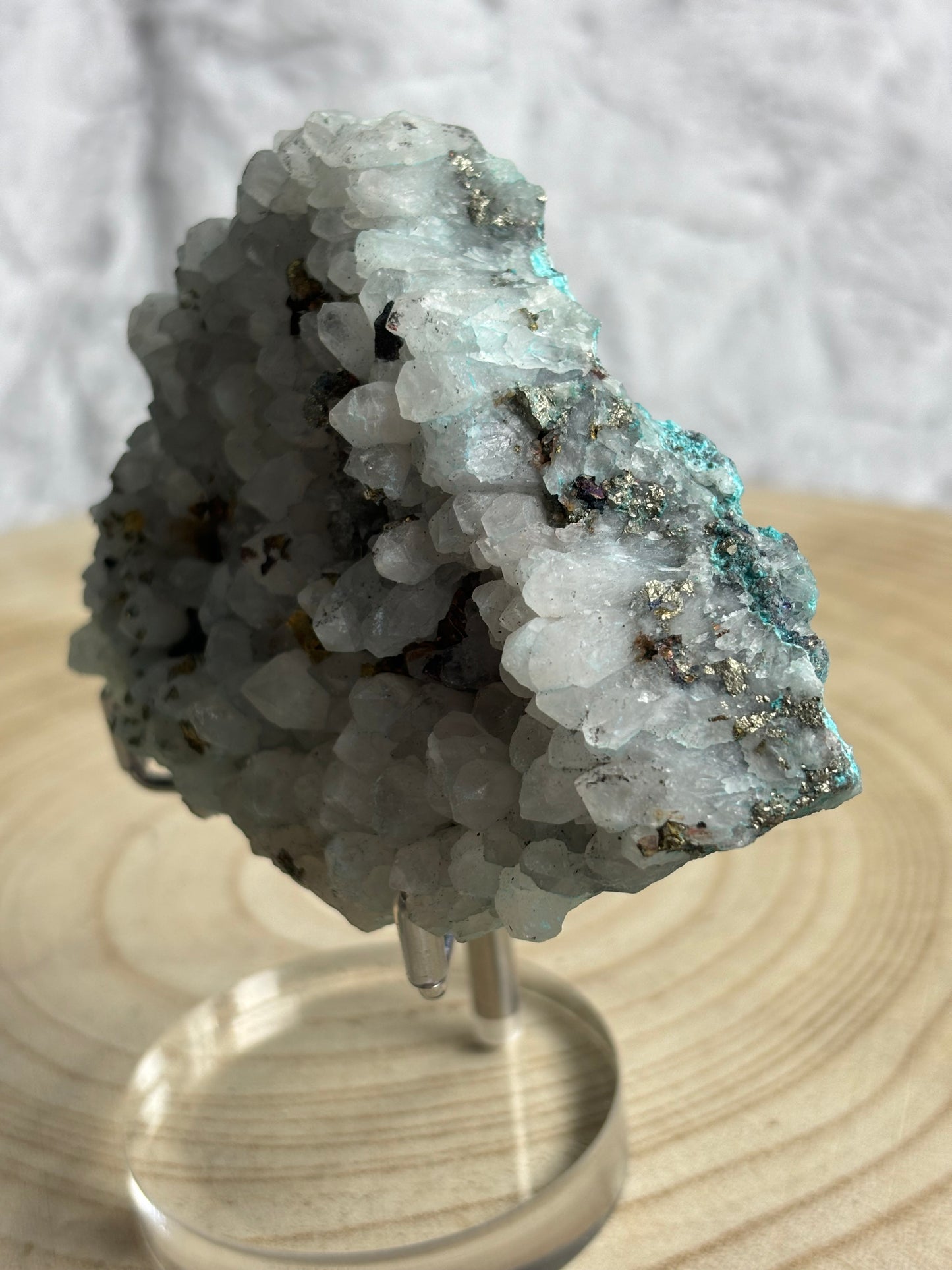 Pyrite on quartz raw