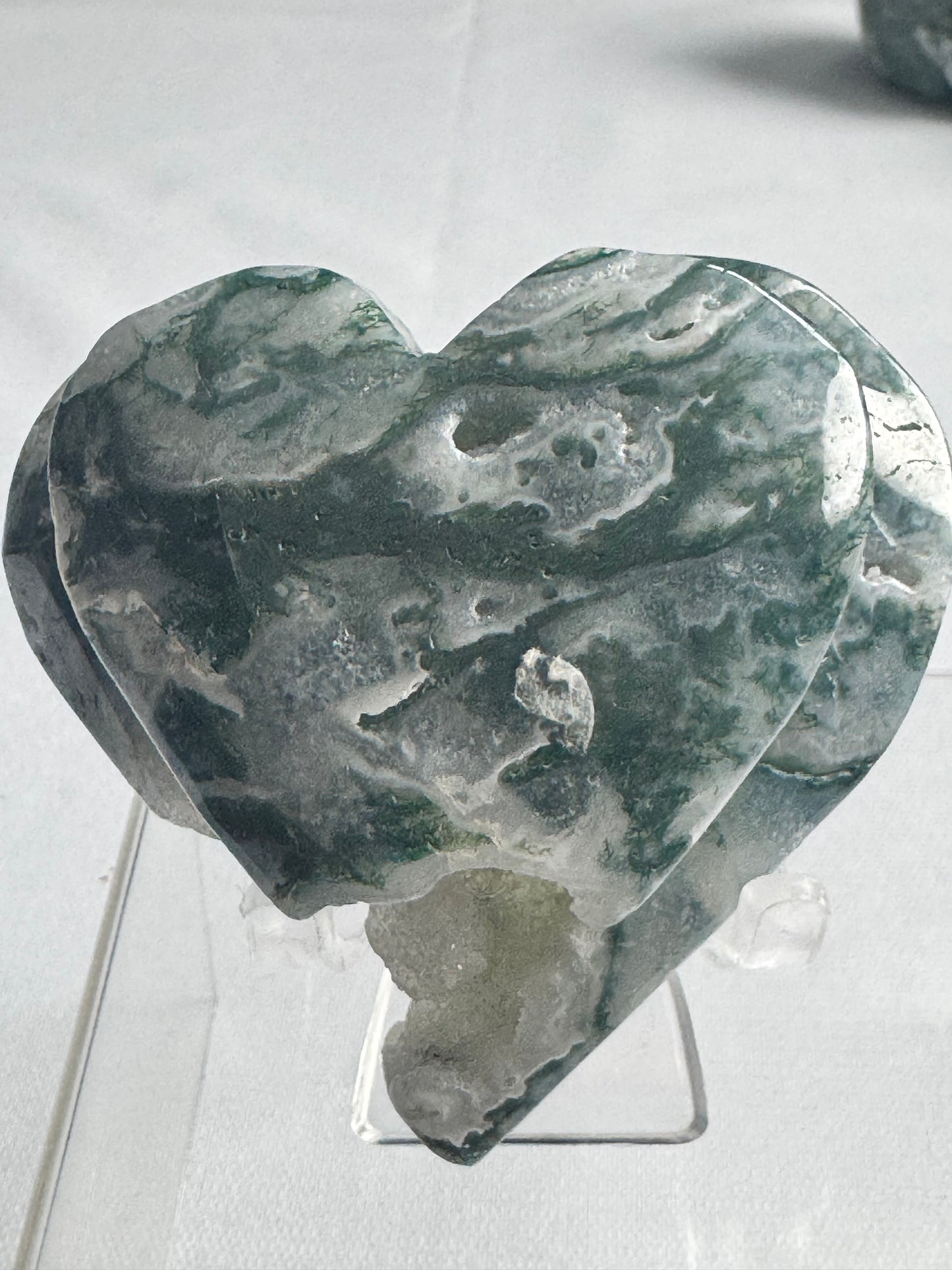 Moss Agate Double Heart