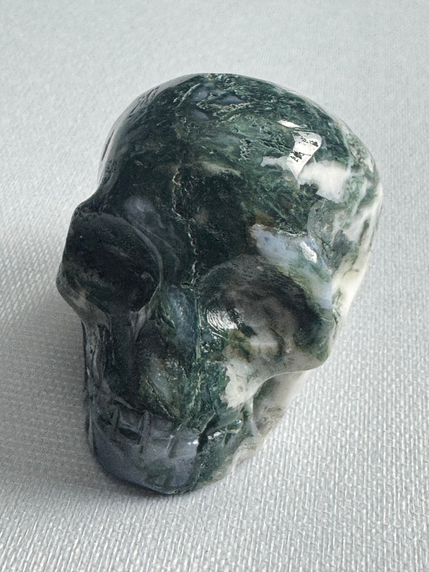 Moss Agate Skull