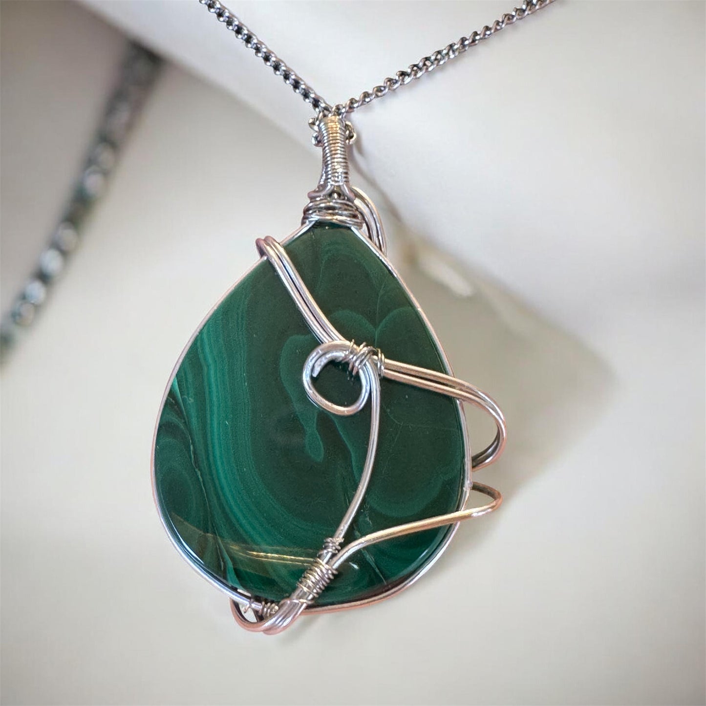 Handcrafted Malachite Wire-Wrapped Necklace