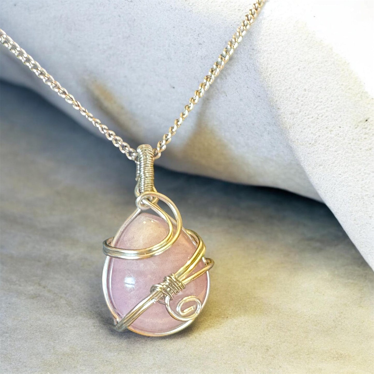 Handcrafted Kunzite Wire-Wrapped Necklace