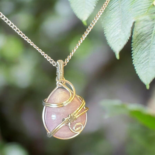 Handcrafted Kunzite Wire-Wrapped Necklace